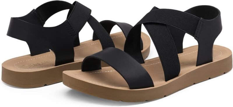 DREAM PAIRS Women's Open Toe Elastic Ankle Strap Flat Summer Sandals - Image 3