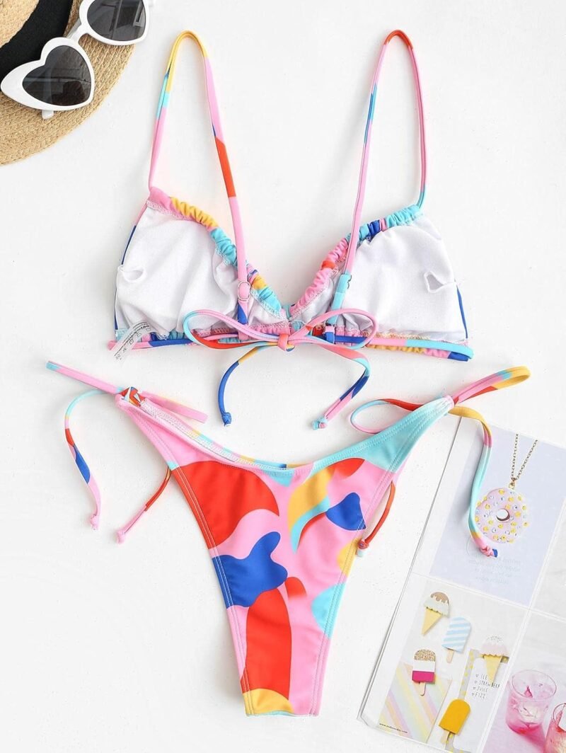 ZAFUL Womens High Cut Thong Bikini Set Swimsuits Cami String Sexy Bathing Suit - Image 3