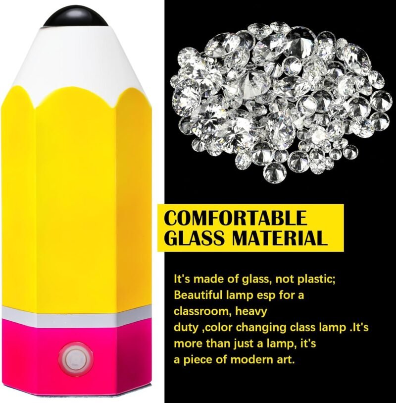 VIHOSE Classroom Pencil Lamp, Glass LED Design, Adjustable Multicolor Night Lights for Back to School Gifts Classroom Elementary Teachers Desk Garden Bedroom Table Decoration - Image 2