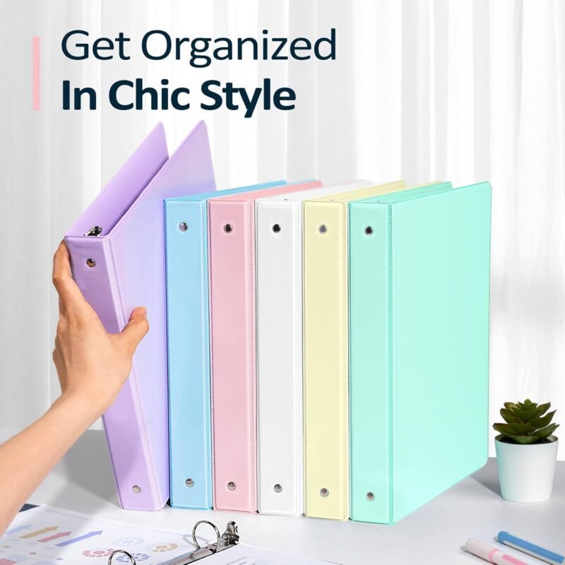 4 Pack Extra Durable 3 Ring Binders 2 Inch, Sooez 2” Three Ring Binder, Eco-Friendly & PVC Free, Customizable Clear View Cover for Letter Size 8.5 x 11'' Paper, Pastel School Office Supplies for Girl - Image 7