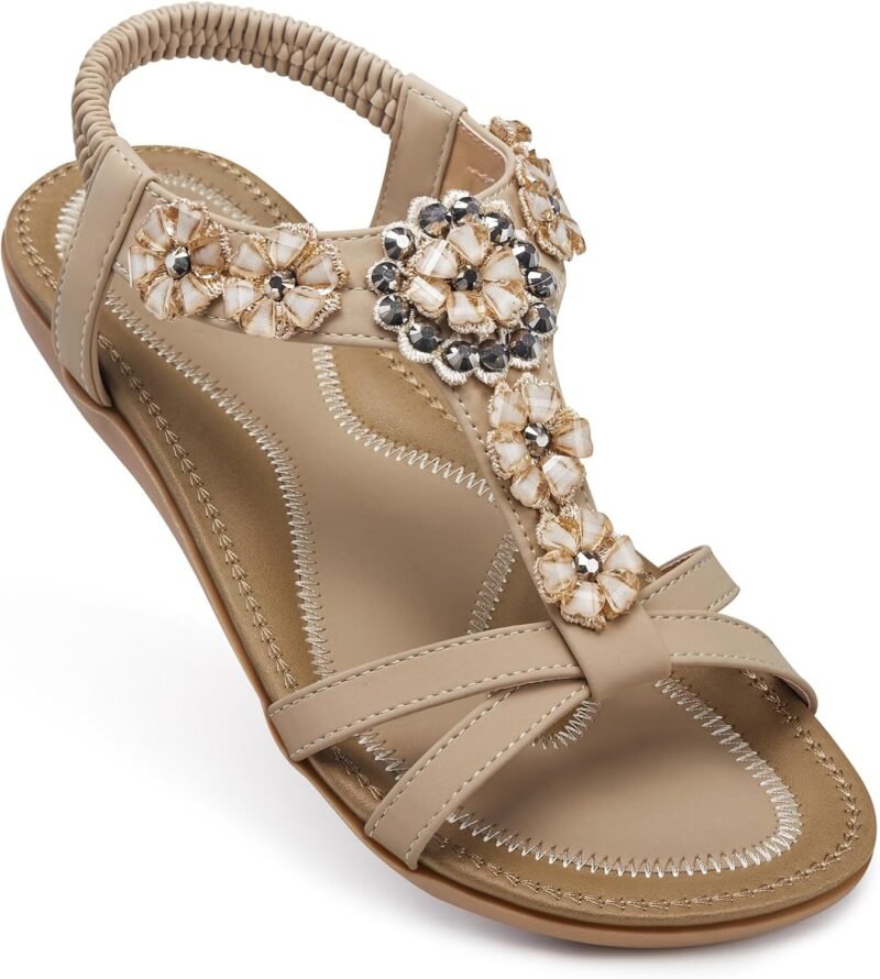 SHIBEVER Flat Sandals for Women Dressy: Summer Comfortable Ankle Strap Womens Sandal - Image 2