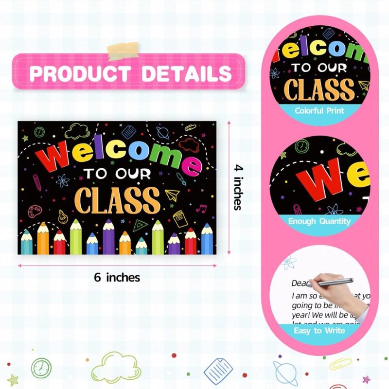 Teacher Postcards for Students - 30Pcs Back to School Postcards for Students Kids from Teacher Welcome to Our Class Postcard Gifts for Back to School Teachers Classroom Supplies - Image 7