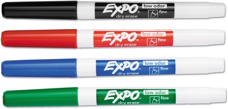 EXPO 86074 Low Odor Dry Erase Marker Fine Point Assorted 4/Set