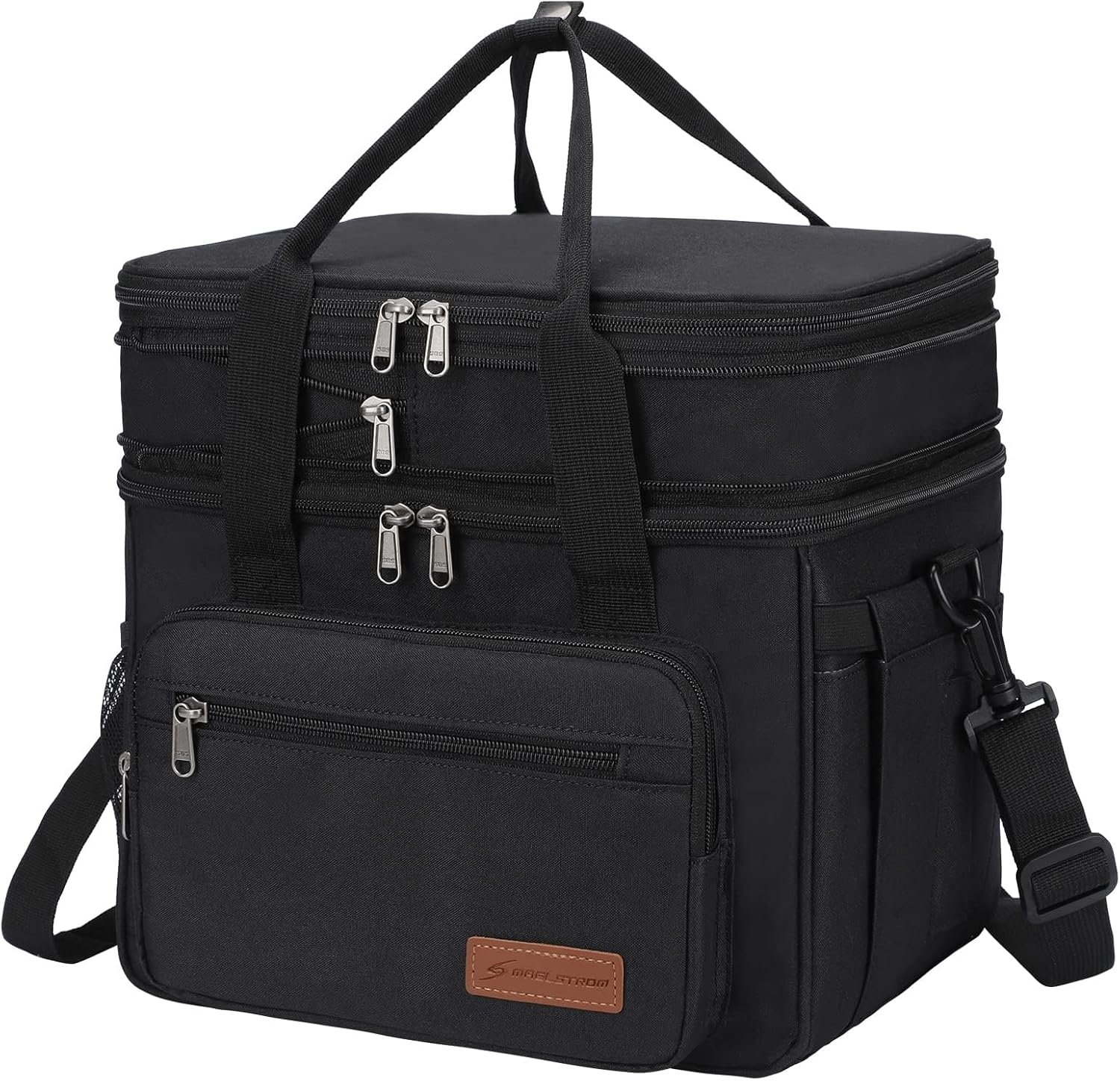 Maelstrom Lunch Box, 23L Insulated Lunch Bag, Expandable Double Deck Cooler Bag, Lightweight Leakproof Tote Bag With Side Tissue Pocket, Suit For Men and Women, Black - Image 11