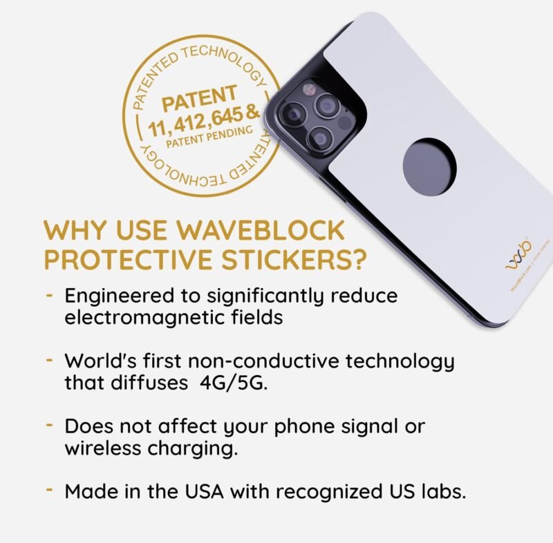 WAVEBLOCK EMF Blocker for Cell Phone - Made for iPhone 16/16 PRO - The Only Patented, Real Scientifically Backed, Lab-Tested 5G-Shield Sticker to Protect You & Your Loved Ones - USA Made White - Image 7