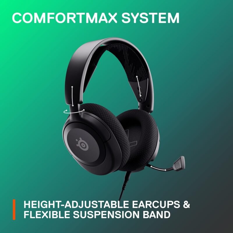 SteelSeries Arctis Nova 1 Multi-System Gaming Headset — Hi-Fi Drivers — 360° Spatial Audio — Comfort Design — Durable — Ultra Lightweight — Noise-Cancelling Mic — PC, PS5/PS4, Switch, Xbox - Black - Image 7