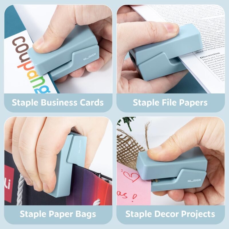 Mini Stapler with 830 Staples, Small Cute Desk Staplers, 25 Sheet Capacity, Blue - Image 5