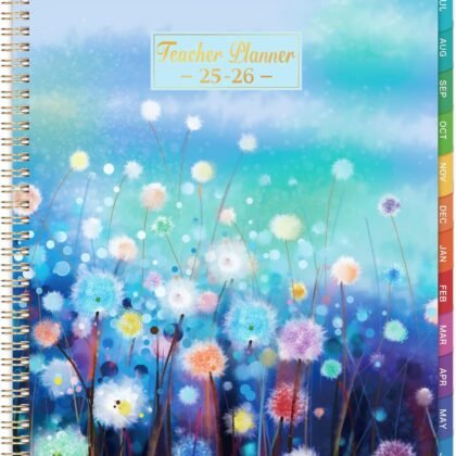 Teacher Planner 2025-2026 - Planner 2025-2026, Teacher Lesson Planner from July 2025 to June 2026, 11" x 8.3", Weekly & Monthly Lesson Plan Book for Teachers - Blue Floral