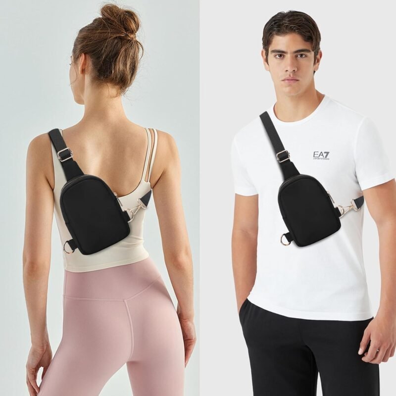 VOROLO Small Sling Bag For Men and Women，Crossbody Bags For Women with Ajustable Strap Trendy Cross body Bag Black - Image 2