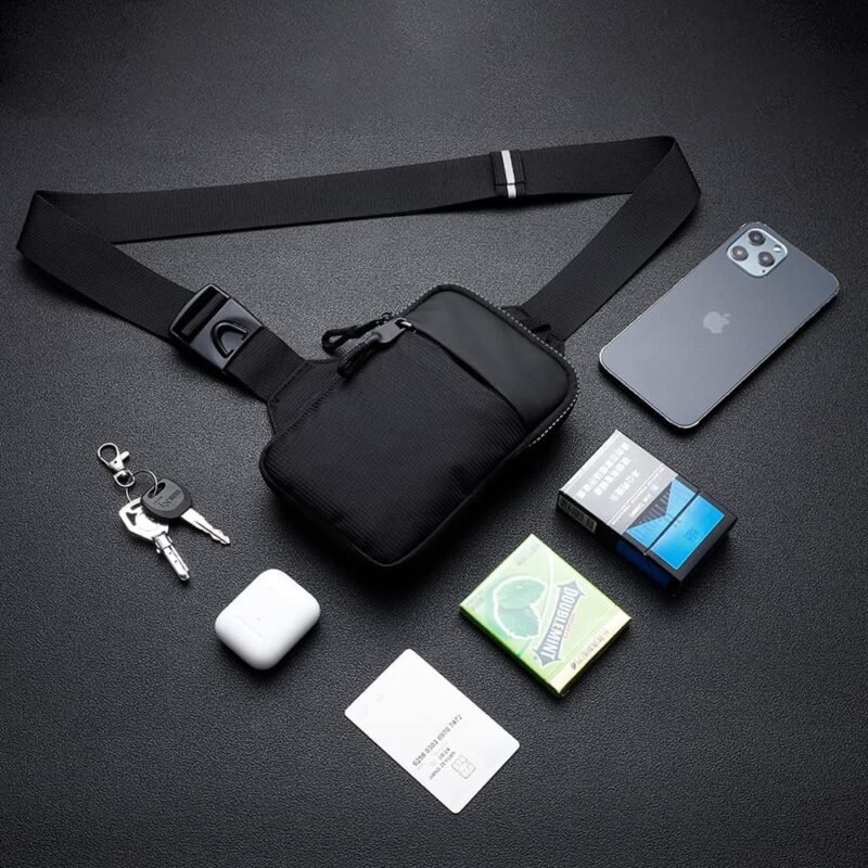 Simptech Mini Crossbody Sling Bag Chest Bag Dual Pocket Water Resistant Fanny Pack Running Phone Holder for Men Women Workout Travelling - Image 2