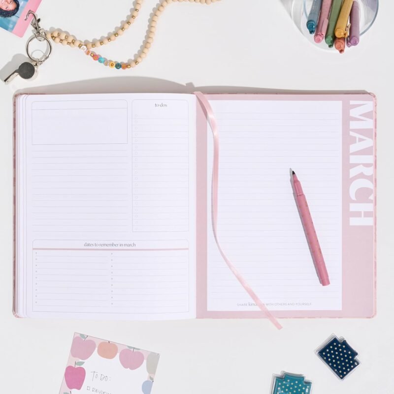 Erin Condren 12-Month Teacher Lesson Planner (Jul 2025 - Jun 2026), 8" x 10" Softbound Weekly and Monthly Planner, Bouquet Vegan Leather Covers, Minimal Theme, Horizontal Layout, Layflat Binding - Image 3