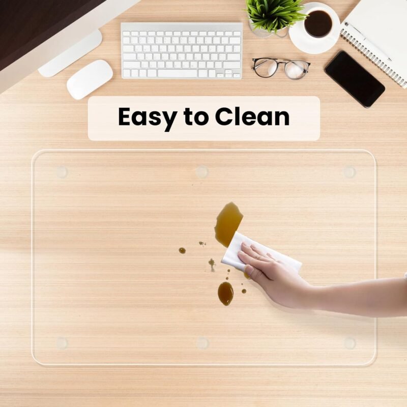 JAMBALAY Tempered Glass Desk Pad to Protect Desk, 32" x 20" Office Desk Pad for Keyboard and Computer Monitor, Clear Desk Protector Pad, Clear Desk Mat for Desktop Dry Erase - Image 6