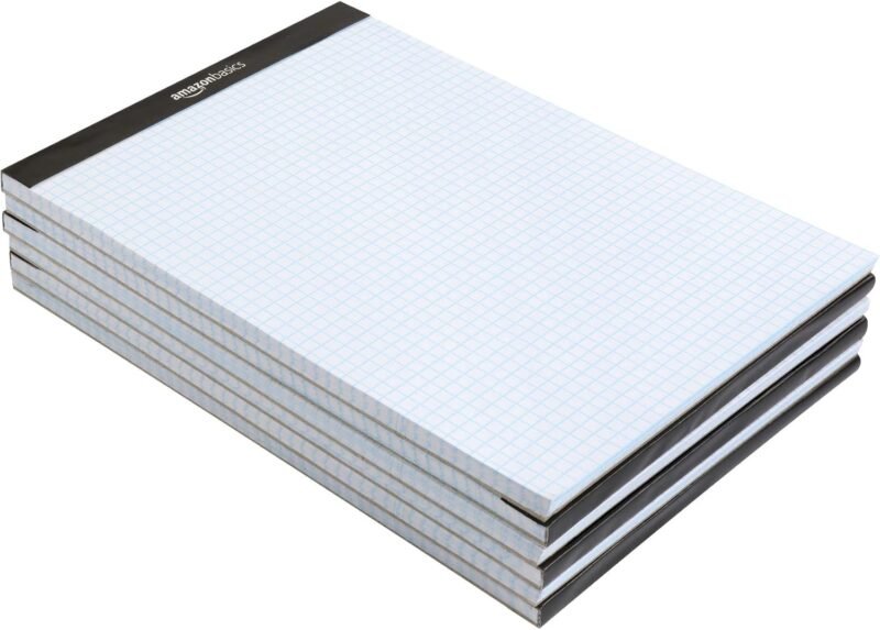 Amazon Basics Quad Ruled Graph Paper Pad, 600 Sheets, 6 pack of 100 Sheets, White, Letter Size 8.5 x 11-inch - Image 3