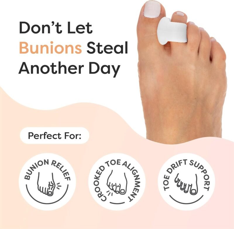 ZenToes Gel Toe Separators for Overlapping Toes, Bunions, Big Toe Alignment, Corrector and Spacer - 4 Pack (White) - Image 2