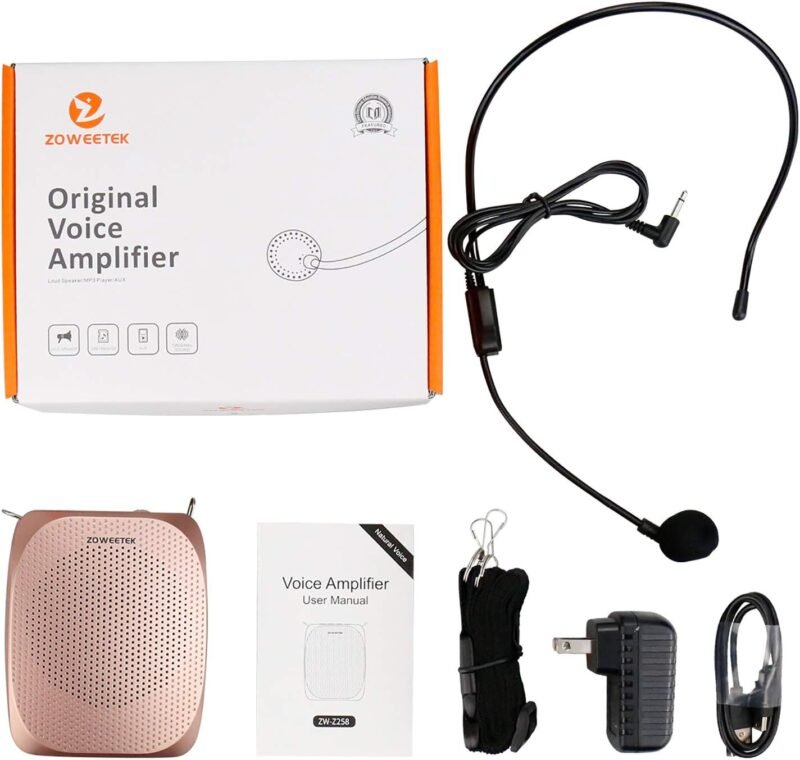 ZOWEETEK Voice Amplifier Microphone Headset for Teachers, Original Personal Voice Amplifier, Work of 12 hrs, Portable Speaker for Classroom, Speech, Tour Guide,Support MP3 Format Audio,Power Amplifier - Image 6