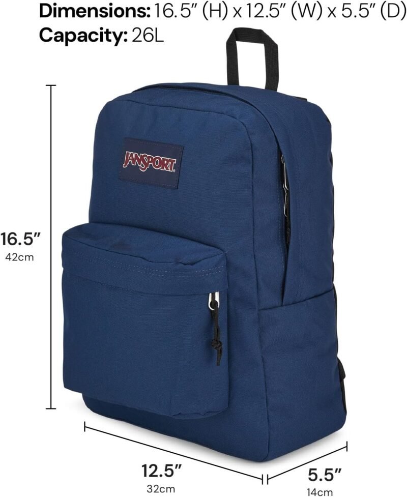 JanSport SuperBreak Plus Backpack with Padded 15-inch Laptop Sleeve and Integrated Bottle Pocket - Spacious and Durable Daypack for Work and Travel - Black - Image 2