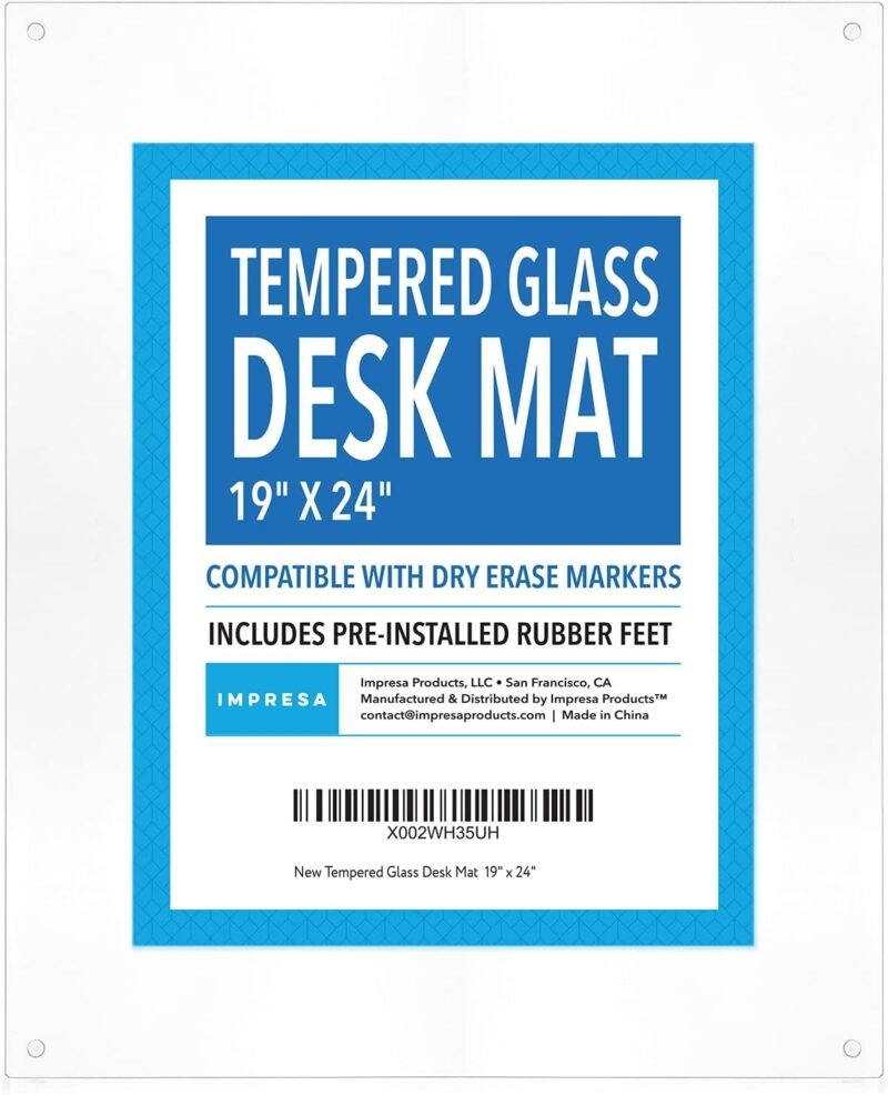 IMPRESA 19 x 24 Inches Tempered Glass Desk Mat for Desktop Computers, Laptops, Keyboard & Computer Monitor, Dry Erase Desk Mat Sturdy Reinforced Glass - Table Protector - Image 7