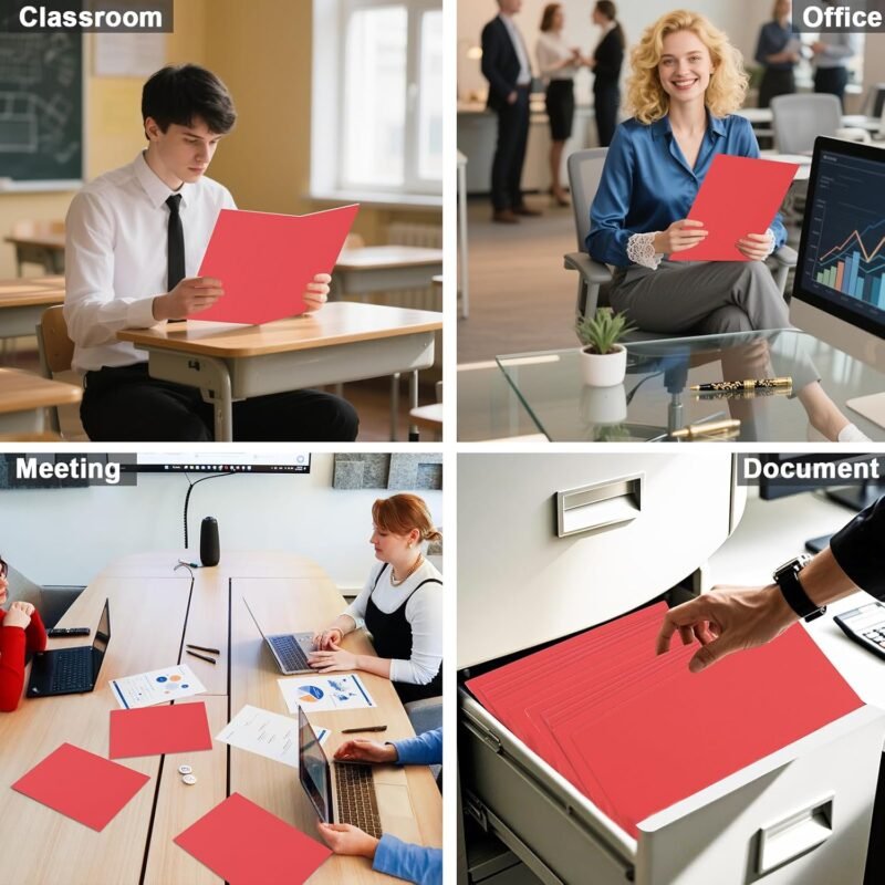 Folders with Pockets, LAYZZ 30 Pack Paper Pocket Folders, 2 Pocket Folders Fits Letter Size Paper, for School Office and Home (Red) - Image 7