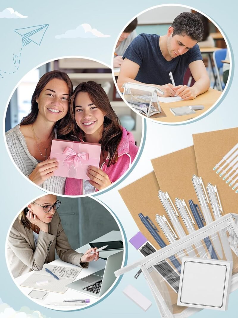 School Supplies Kit - 24 Pcs Back to School Essentials for High School and College Students, Include Big Capacity Pencil Pouch, Quick Dry 0.5mm Black Ink Pens, Mechanical Pencils and Much More, 1 Set - Image 7