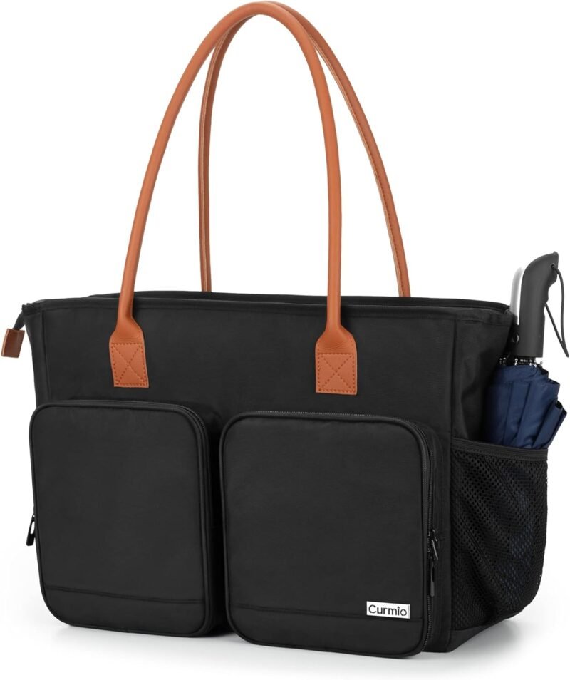 CURMIO Teacher Tote Bag for Women, Large Work Tote for Teachers, Laptop Messenger Bag for School, Black (Bag Only) - Image 8