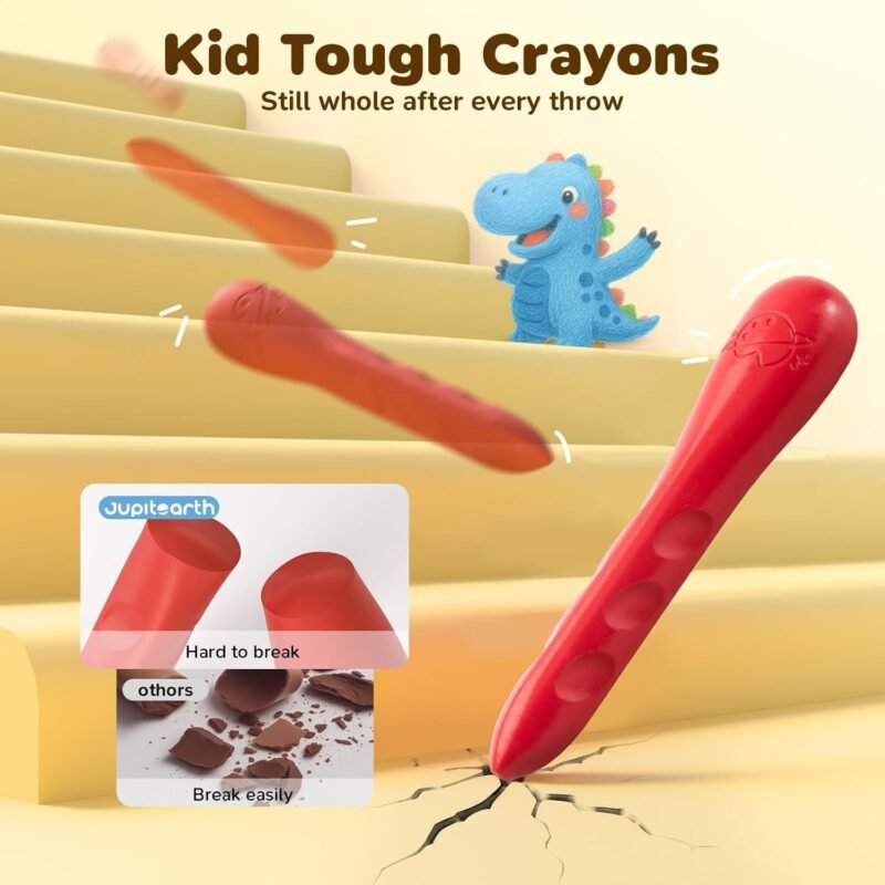 12 Colors Crayons for Kids Ages 4-8 with Coloring Book & Bonus Stickers, Non-Toxic & Washable Triangle Crayons for Toddlers 1-3, Fat Brain Toys for Art Supplies and Ideal Gifts for Kids - Image 6