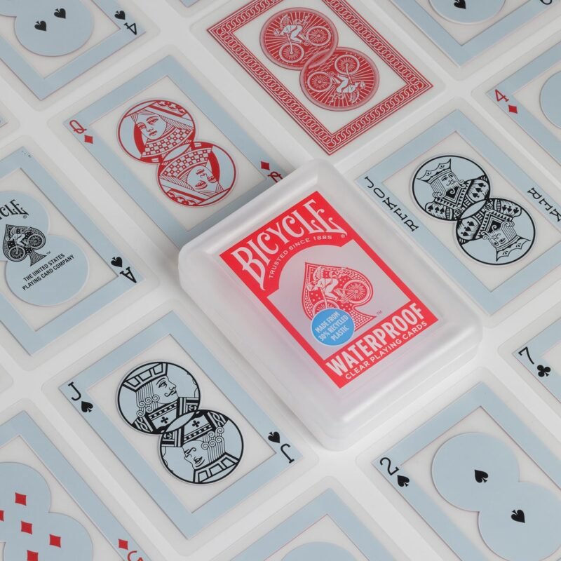 Bicycle Waterproof Red Playing Cards, Clear Plastic Playing Cards, Made from 30% Recycled Plastic, Perfect for Pool Games, Beach Trip, or Party Games - Image 5
