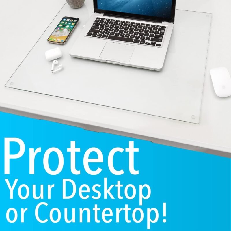 IMPRESA 19 x 24 Inches Tempered Glass Desk Mat for Desktop Computers, Laptops, Keyboard & Computer Monitor, Dry Erase Desk Mat Sturdy Reinforced Glass - Table Protector - Image 2