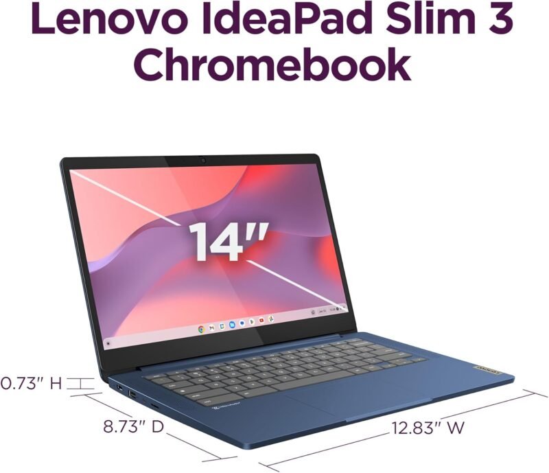 Lenovo IdeaPad Slim 3 Chromebook - 2024 - Lightweight Laptop - Waves MaxxAudio® Speakers - 14" HD Display - HD 720p Camera - 4GB Memory - 64GB Storage - MediaTek Kompanio 520 - Abyss Blue - Image 8