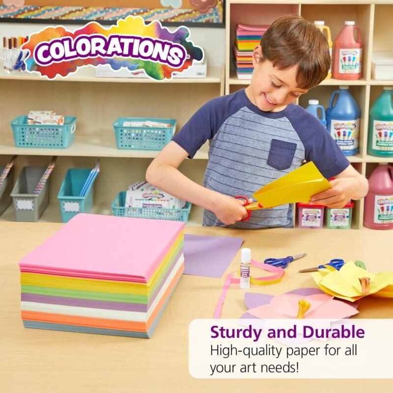 Colorations Construction Paper for Kids - 7 Bright Colors - 600 Bulk Sheets of 9"X12" - Assorted Pack of Heavy-Duty Craft Paper, Bulk School Supplies - Image 4