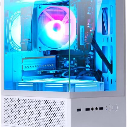 LXZ Desktop PC Computer AMD Ryzen 7-5700G 8 core 3.9GHz, 16G DDR4 RAM, 512GB NVME SSD, Tower Computer with Power Supply 400W for Home and Office (White)