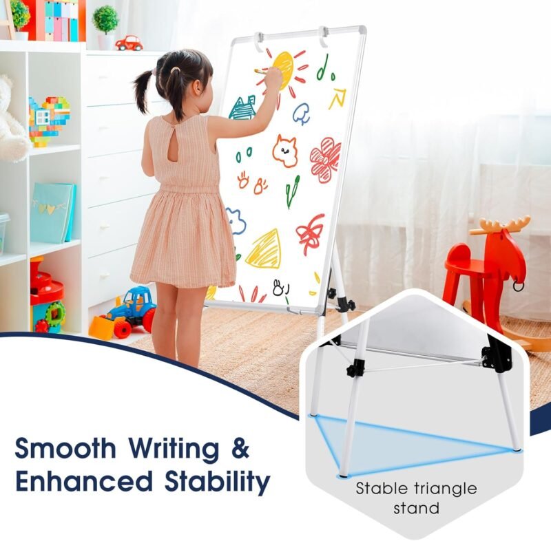 Magnetic Whiteboard Easel, 36"x24" Height Adjustable Dry Erase Board with Stand, Large Aluminium Frame White Board for Teaching, Flipchart Standing Writing Board for Office, Home (White) - Image 4