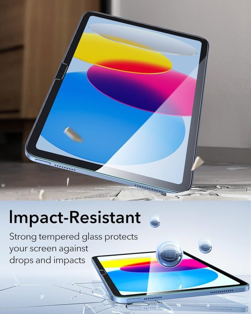ESR 2 Pack Screen Protector for iPad 11th/10th Generation A16 (10.9 Inch, 2025/2022), 9H Tempered Glass Film Guard with Alignment Frame, Anti-Scratch, Bubble Free, HD Clarity, Apple Pencil Support - Image 5