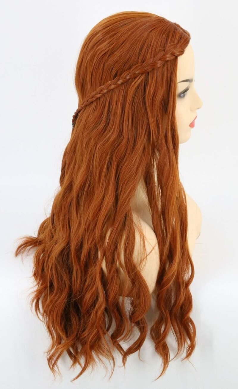 Women Wigs Long Curly Dark Red Ginger Cosplay Halloween Costume Wigs Auburn Brown wig - Image 2