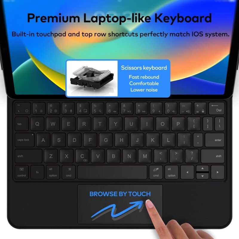 Keyboard Case for iPad 10th Generation 2022 & 11th (A16, 2025) – Magic-Style Keyboard with Multi-Touch Trackpad – Floating Cantilever Stand – Magnetic Case for iPad 10.9 inch 10th / 11th Gen. - Image 6