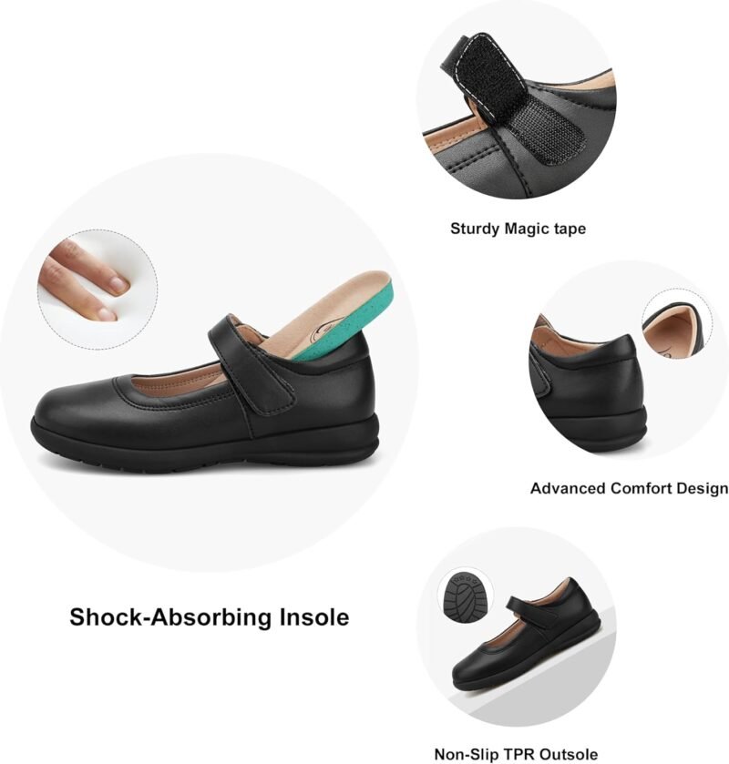 Stelle Girls School Shoes Mary Jane Flats Black Uniform Dress Shoes for Little/Big Kids - Image 5