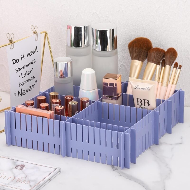 acDesign 40Pcs Grid Drawer Dividers, Adjustable Drawer Organizer for Socks, Underwear, Lingerie, Makeup, Bedroom Office Kitchen Storage (Blue) - Image 4