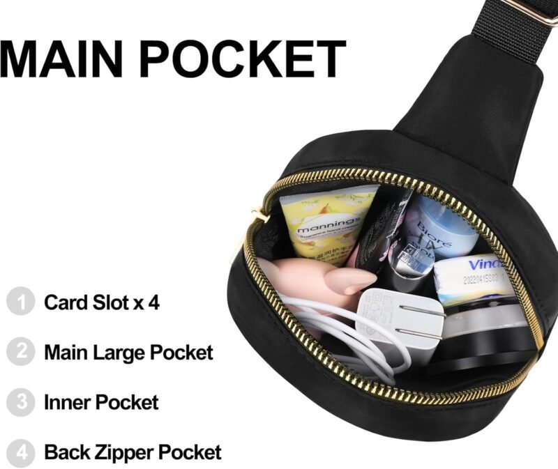 VOROLO Small Sling Bag For Men and Women，Crossbody Bags For Women with Ajustable Strap Trendy Cross body Bag Black - Image 5