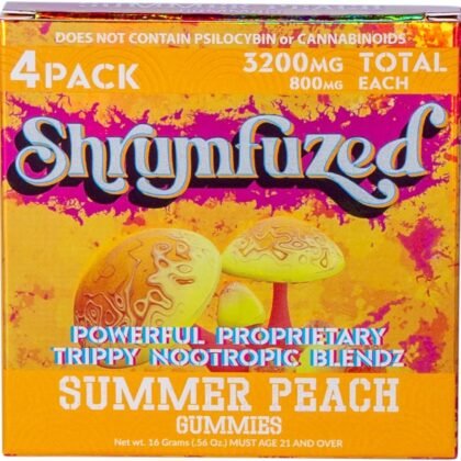 Proprietary Nootropic Gummy 8000mg - Lion's Mane, Reishi, Chaga, and Cordycep Nootropic Tripee Mushroom Blend (4, Summer Peach)