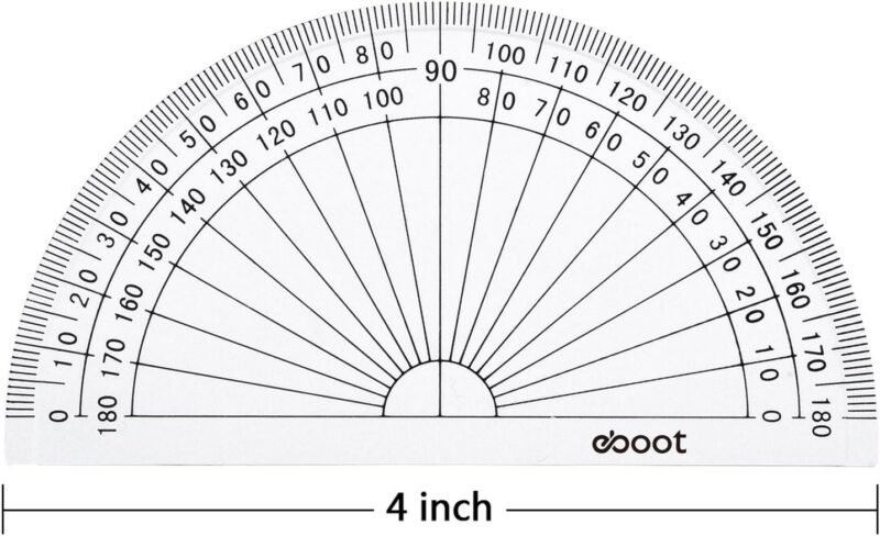 EBOOT 50 Pcs Math Protractors Plastic Protractor 180 Degrees, 4 Inches(Clear) - Image 3
