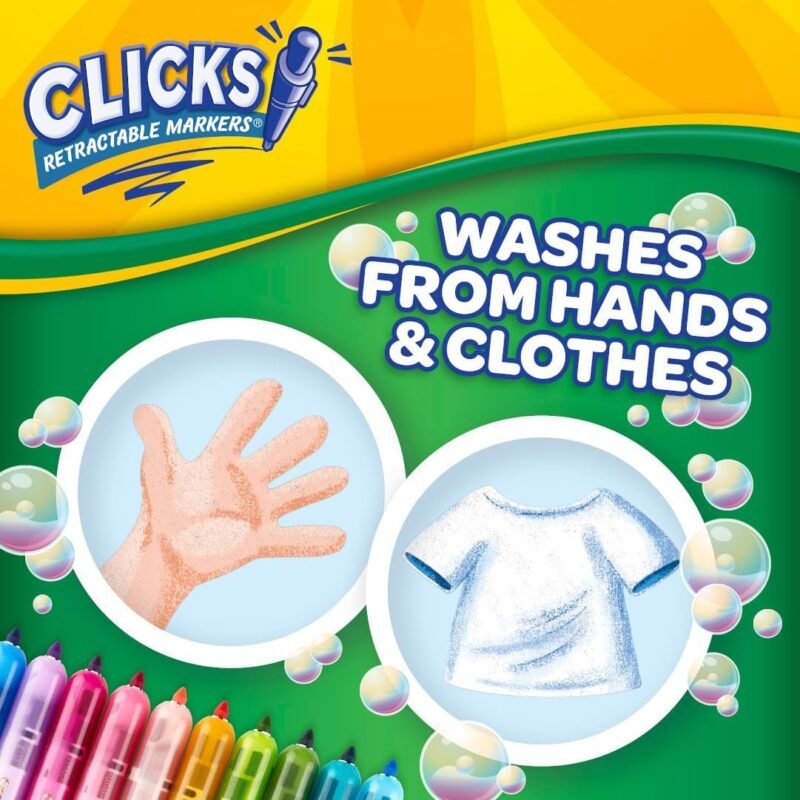 Crayola Clicks Retractable Tip Marker Set for Kids (10ct), Markers For School, Long Lasting Coloring Book Supplies, No Dry, Back to School Essentials, 6+ - Image 5