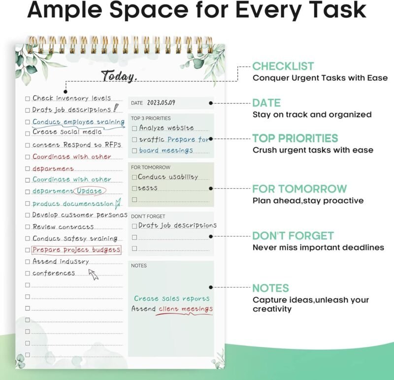 To Do List Pad - To Do List Notebook for Work with 52 Sheets, Undated Daily Planner Perfect for Daily Tasks and Goal Setting, To Do List Notepad Suitable for Office, Home and School-Nature - Image 2