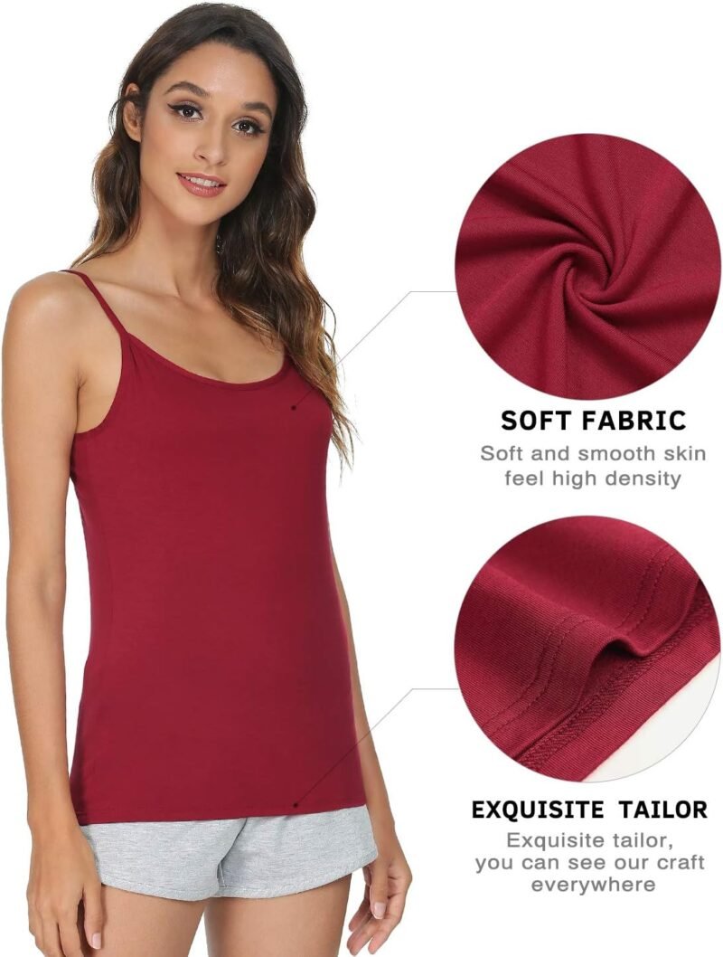 Vislivin Women's Basic Solid Camisole Adjustable Spaghetti Strap Tank Top - Image 2
