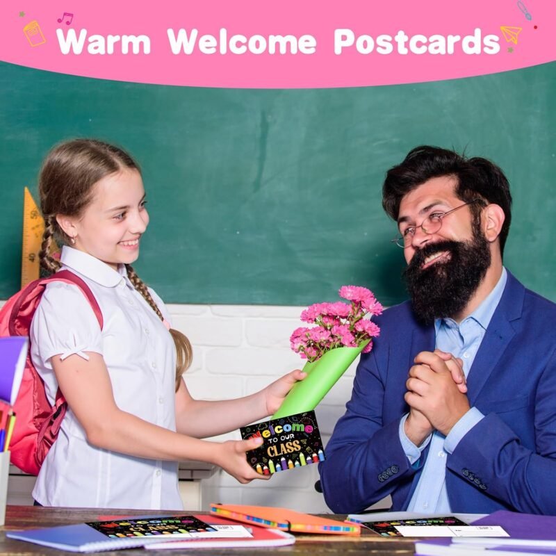 Teacher Postcards for Students - 30Pcs Back to School Postcards for Students Kids from Teacher Welcome to Our Class Postcard Gifts for Back to School Teachers Classroom Supplies - Image 2