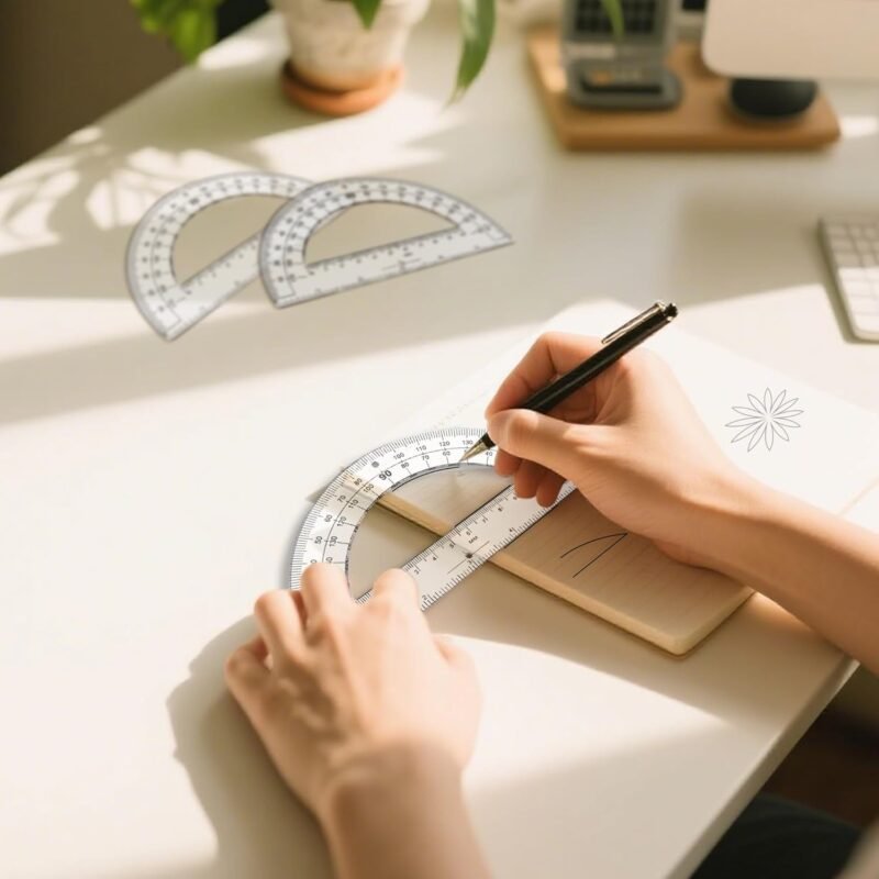 30PCS Clear Plastic Student Math Protractor 6-Inch Long 180 Degree for Angle Measurement - Image 3