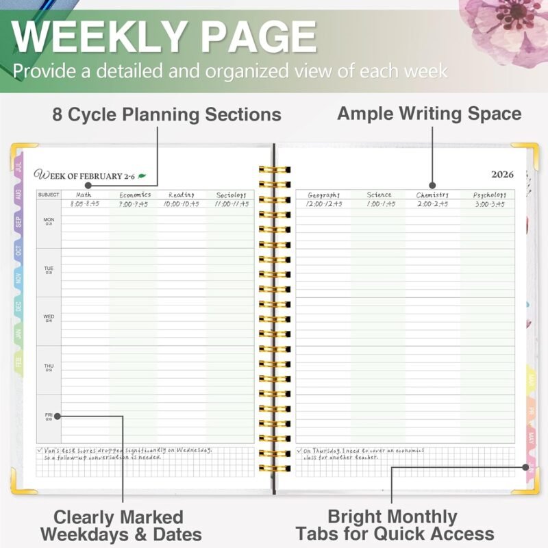 2025-2026 Teacher Planner - Lesson Plan Book for Teachers 25-26, 8.5"x11" Big Academic Planner from July 2025 to June 2026, Weekly & Monthly School Agendar Book with Tab,Stickers for Teachers Supplies - Image 4