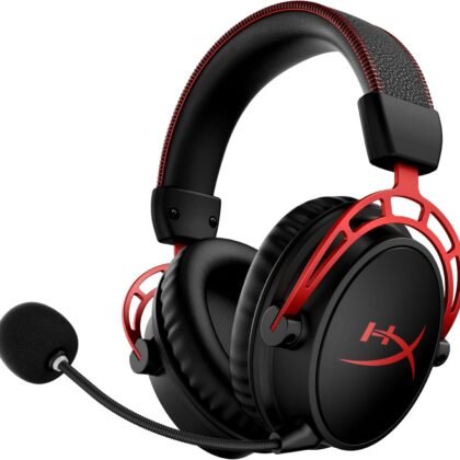 HyperX Cloud Alpha Wireless - Gaming Headset for PC, 300-hour battery life, DTS Headphone:X Spatial Audio, Memory foam, Dual Chamber Drivers, Noise-canceling mic, Durable aluminum frame,Red