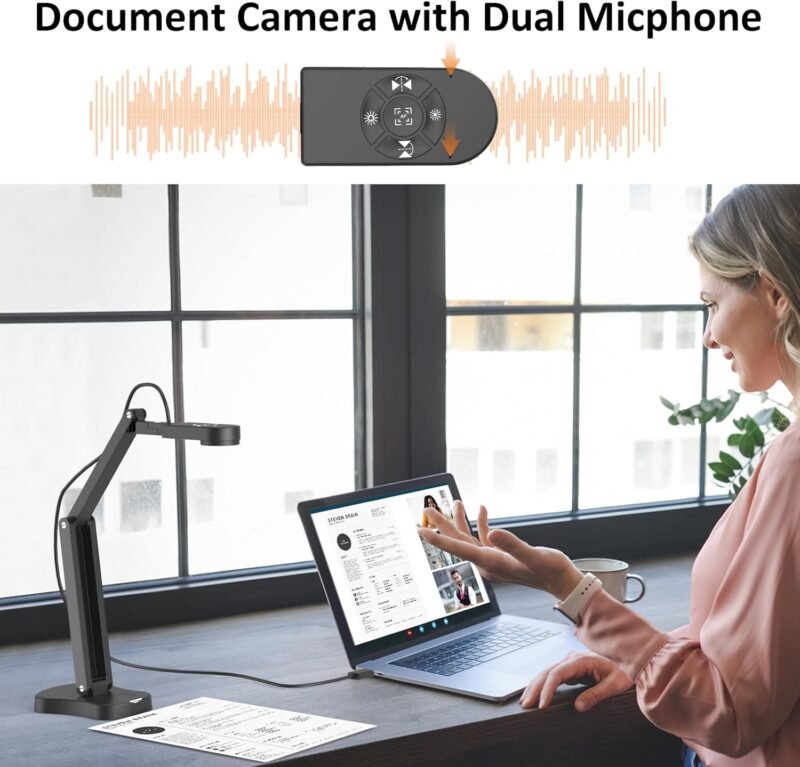8MP USB Document Camera, Auto Focus, LED Light, Image Reversal, Built-in Mic, Mac OS, Windows, Chromebook for Distance Learning, Remote Teaching, Web Conferencing, Live Demo (KB700) - Image 2