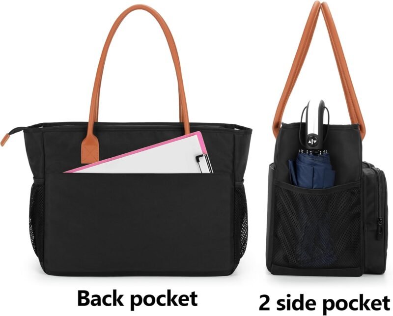 CURMIO Teacher Tote Bag for Women, Large Work Tote for Teachers, Laptop Messenger Bag for School, Black (Bag Only) - Image 4
