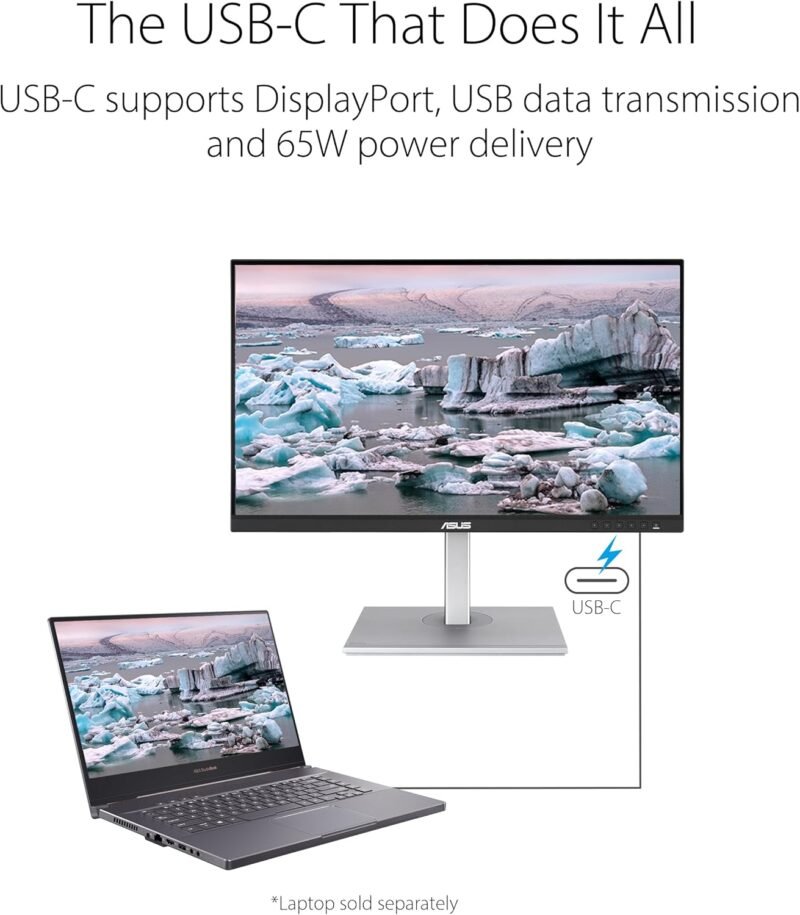ASUS ProArt Display 27" Monitor PA278CV - WQHD (2560 x 1440), IPS, 100% sRGB, 100% Rec. 709, ΔE < 2, Calman Verified, USB Hub, USB-C, DisplayPort Daisy-chaining, HDMI, Eye Care, Height Adjustable - Image 6