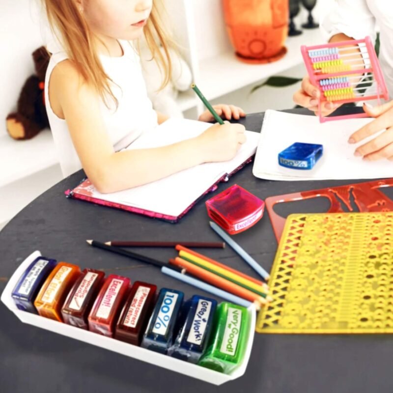 Teacher Stamps for Grading Classroom,Parent Signature Teacher Self-Inking Stamp Set for Homework Teacher Supplies with 8 pcs - Image 7